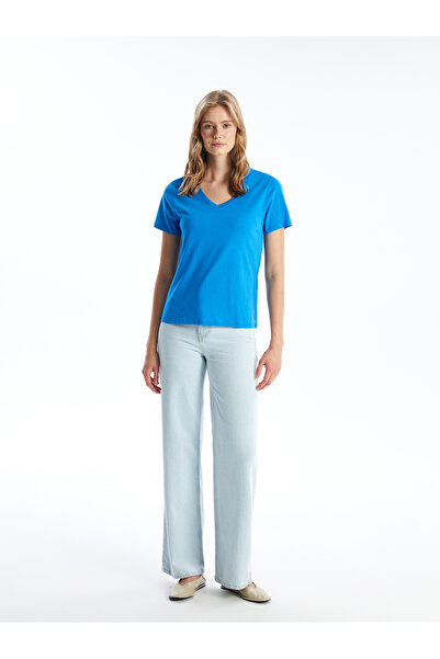 LC Waikiki Tricou cu mânecă scurtă cu decolteu în V pentru damă