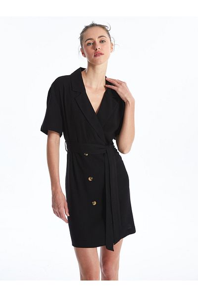 LC Waikiki Linen Blended Short Sleeve Women's Jacket Dress