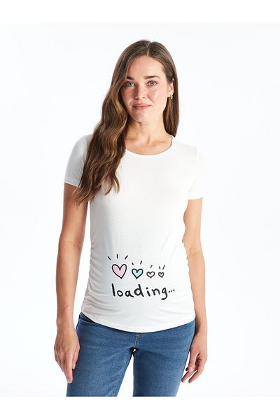 LC Waikiki Umstands-T-Shirt – Rundhalsausschnitt, bedruckt, kurze Ärmel