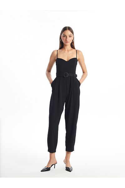 LC Waikiki Γυναικεία ολόσωμη φόρμα Strappy Straight Cut Heart Collar