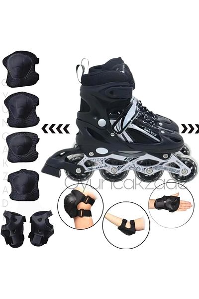 Depomiks Avm Skate Lighted Adjustable Children's Practice Skating 2 Functions Knee Pad Elbow Pad Wristband Protector Set