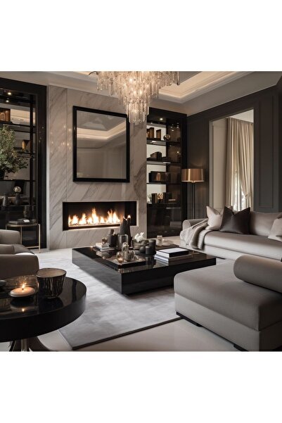 LUXURY VİLLA Luxury Komple Siyah Camli Tekerlekli Orta Sehpa 90x90 Yükseklik ...