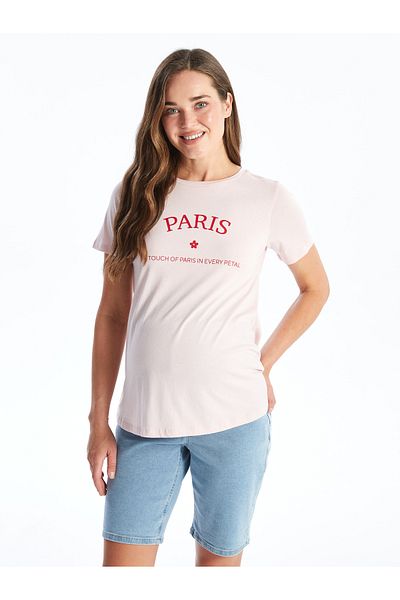 LC Waikiki Μπλουζάκι εγκυμοσύνης - Crew Neck, εμπριμέ, κοντομάνικο