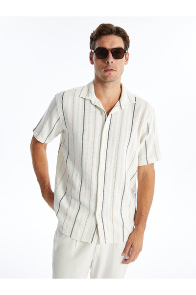 LC Waikiki Csíkos, normál szabású férfi ing - rövid ujjú