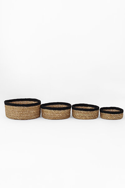 DECHAUS Set of 7 Natural Corn&Jute Knitted Black Edge Multi-Purpose Organizer