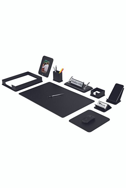 Makroofis Dora Desk Set - 11 Pieces Black with Silver Accessories