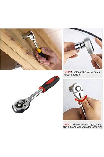 Depolife Smallest Size - 1/4 SoCket ratChet Handle, SoCket AttaChmEnt removal Installation