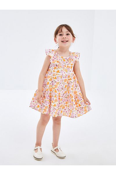 LC Waikiki Floral Print Square Neck Sleeveless Dress for Baby Girl