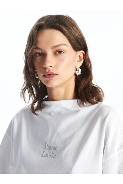 LC Waikiki Γυναικείο κοντομάνικο μπλουζάκι με κεντημένο γιακά