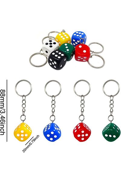 LRS STORE 3 Pieces Colorful Bone Dices Keychain Quality