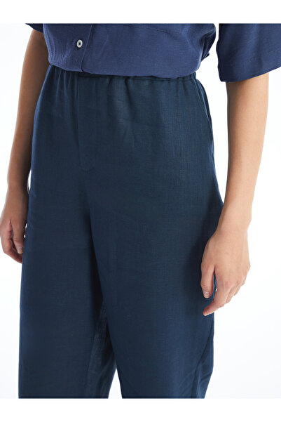 LC Waikiki Pohodlné lněné kalhoty s tvarovaným elastickým pasem pro ženy