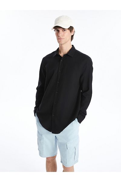 LC Waikiki Men's Gabardine Shirt - Regular Fit, Long Sleeve
