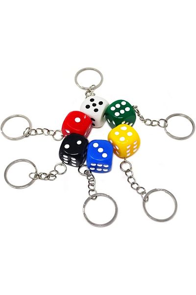 LRS STORE 3 Pieces Colorful Bone Dices Keychain Quality