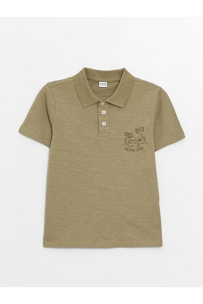 LC Waikiki Boy - Polo Collar Printed Short Sleeve T-Shirt