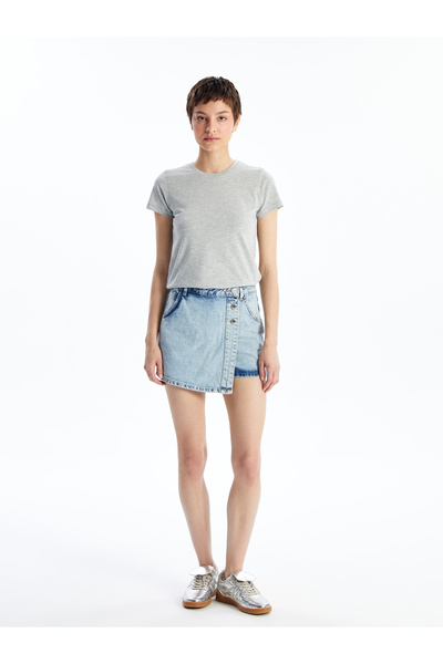 LC Waikiki Dámské tričko – výstřih, pevný střih, krátký rukáv