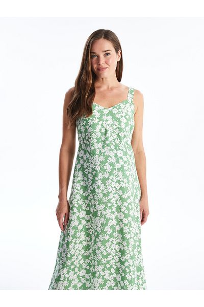 LC Waikiki Strappy φόρεμα εγκυμοσύνης - Floral σχέδιο και γιακάς καρδιά