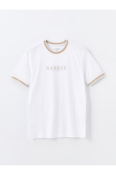 LC Waikiki Bedrucktes Herren-T-Shirt aus gekämmter Baumwolle – Rundhalsausschnitt, kurze Ärmel