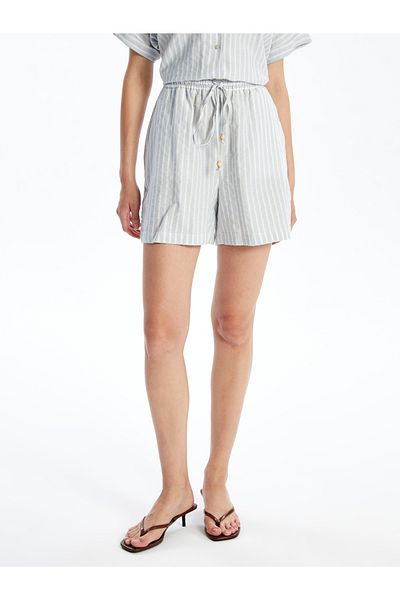 LC Waikiki Gestreifte Damen-Shorts – elastischer Bund