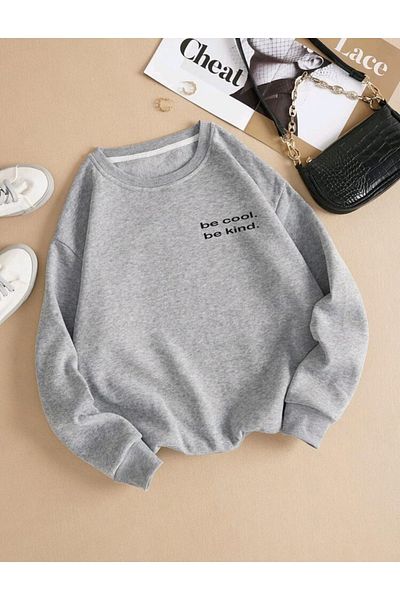 FAVORİST Унисекс суичър с щампа с кръгло деколте Be Kind