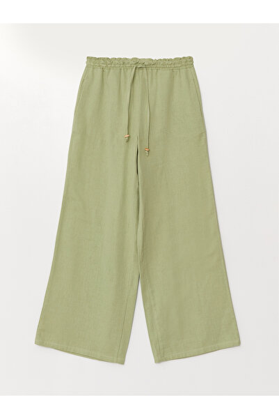 LC Waikiki Rovné mušelínové dámské kalhoty s elastickým pasem