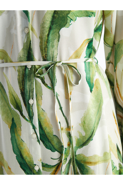 LC Waikiki Dámské košilové šaty se vzorem s dlouhým rukávem