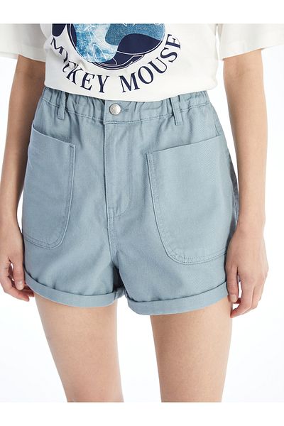 LC Waikiki Pantaloni scurți de damă din Jean - Croială dreaptă cu talie elastică