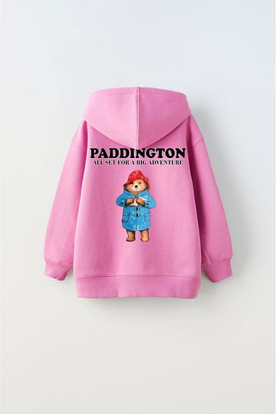 The Champ Clothing Hanorac cu glugă pentru copii, unisex, roz, cu glugă, cu litere Paddington