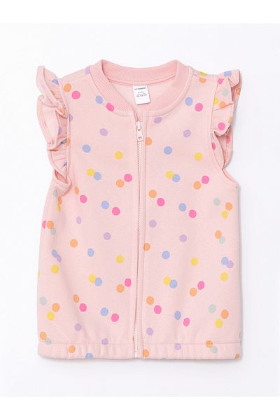 LC Waikiki Pink Printed Crew Neck Printed Baby Girl Vest