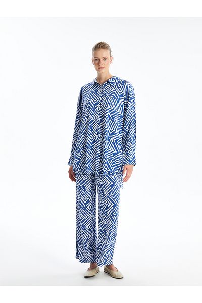 LC Waikiki Pantaloni de damă cu picior lat cu model - talie elastică