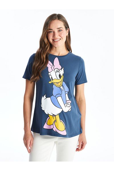 LC Waikiki Daisy Duck Printed Crew Neck Short Sleeve Maternity T-Shirt