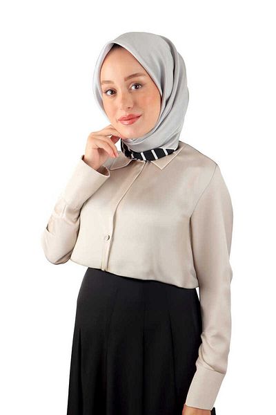 Bursa İpek وشاح حريري Twill - نمط خط رمادي