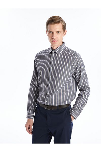 LC Waikiki Pánská košile Gabardine – Slim Fit, Dlouhý rukáv, Pruhované