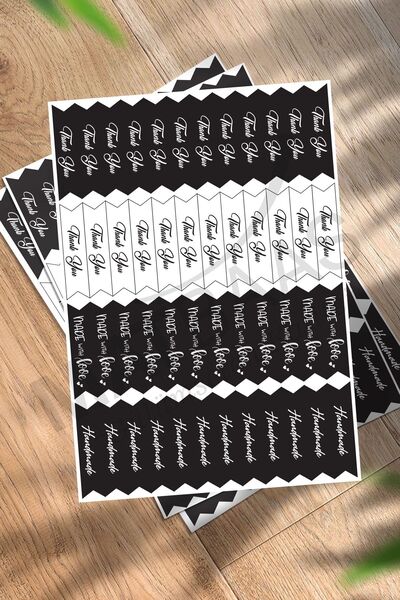 colortouch Renkli Ve Siyah Beyaz Thank You Handmade Bant Sticker 96 Adet