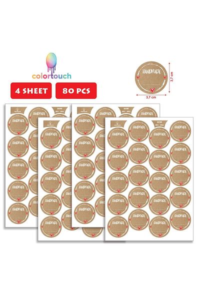 colortouch Etichetă autocolantă colorată Kraft, scrisă manual - 80 buc