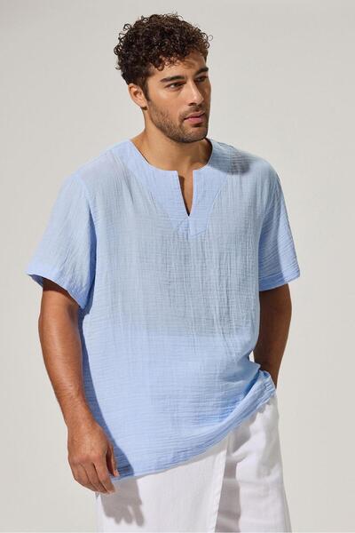 White By Nature Short Sleeve Crew Neck Blue T-Shirt