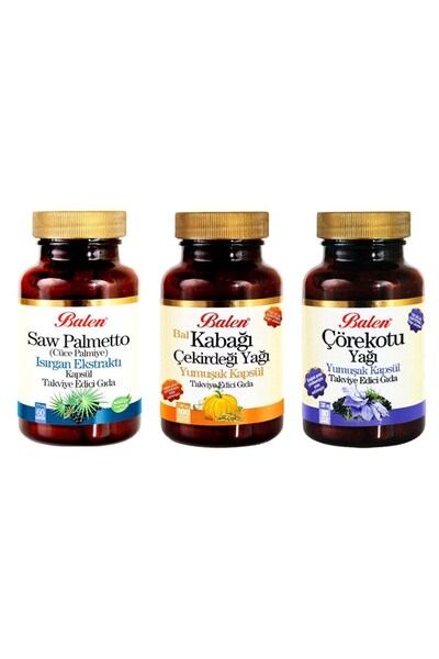 Balen 3'lü Set Saw Palmetto-ısırgan Kabak Çekirdeği Yağı Çörekotu Yağı Kapsül
