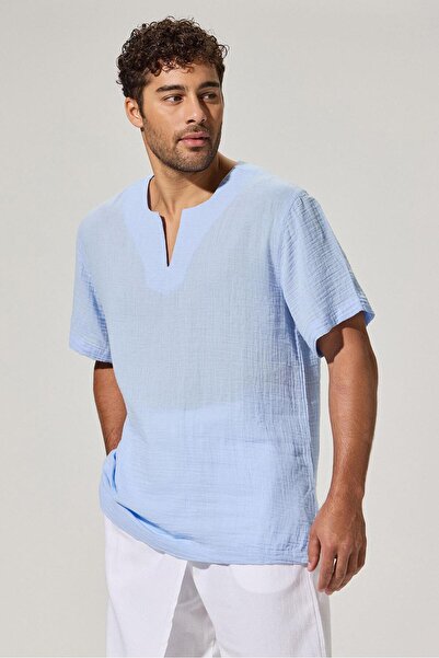 White By Nature Short Sleeve Crew Neck Blue T-Shirt