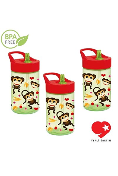 Peaceful 3 Adet Set Bpa Free 430 Cc Desenli Katlanabilir Pipetli Akıtmaz Sulu...