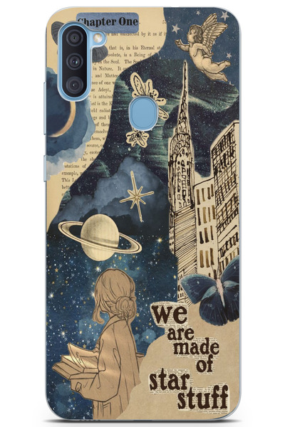 moonset Samsung Galaxy A11 / M11 Uyumlu Star Stuff Tasarımlı Baskılı Şeffaf T...