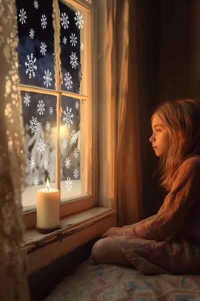 colortouch عرض زجاجي مزدوج الجوانب تحت عنوان ندفة الثلج لعيد الميلاد ومناسب لجميع الأسطح المسطحة