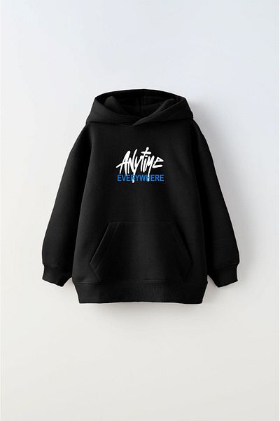 The Champ Clothing Унисекс черно детско суичър с качулка - суичър с качулка, полар по всяко време навсякъде