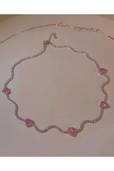 h&b design jewel Çelik 5 Kalpli Su Yolu Kolye