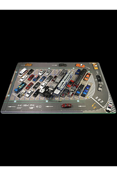 reklambalaj 1:64 Ölçek Metal Araçlar İçin Otopark Zemini (Otobüs, Kamyon, Tır - Park İstasyonu) 80x55 cm