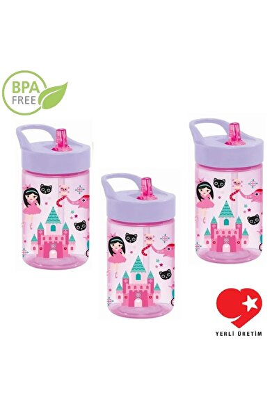 Peaceful 3 Adet Set Bpa Free 430 Cc Desenli Katlanabilir Pipetli Akıtmaz Sulu...
