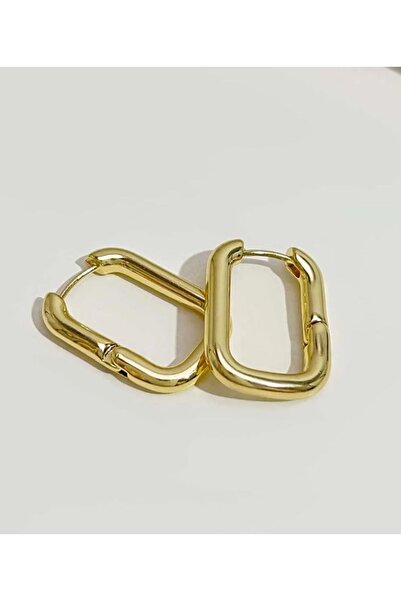 MAZEN Cerrahi Çelik Dikdörtgen Küpe Gold Renk Antialerjik Kararmaz Küpe