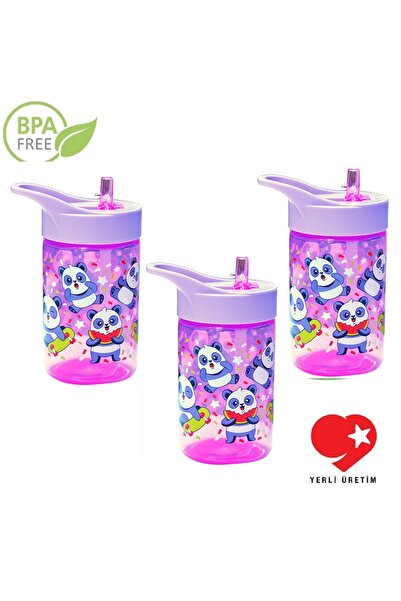 Peaceful 3 Adet Set Bpa Free 430 Cc Desenli Katlanabilir Pipetli Akıtmaz Sulu...