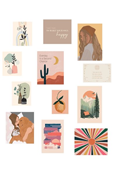 colortouch Bohem Tarzı Tel Pano Veya Mantar Pano Dekorasyon Motivasyon Kartı Aksesuar 12 Adet