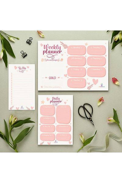colortouch Study Set of 3 Notebook Planners (Weekly Planner, Daily Planner, To Do List)