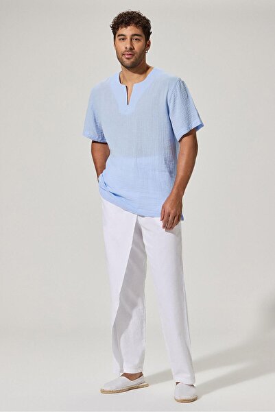 White By Nature Short Sleeve Crew Neck Blue T-Shirt