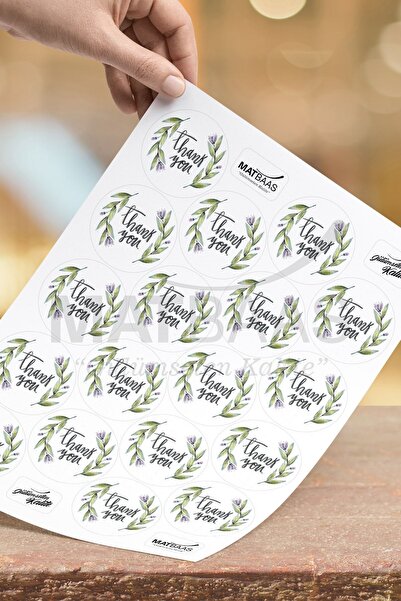 colortouch Yaprak Desen Thank You Sticker 36 Adet 4 Cm Çapında